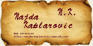 Najda Kaplarović vizit kartica